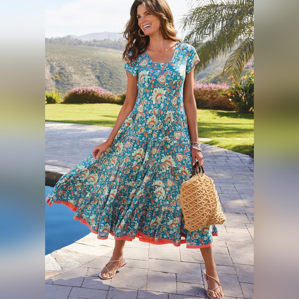 NEW Soft Surroundings Kara Dress Fiery Teal 2X
